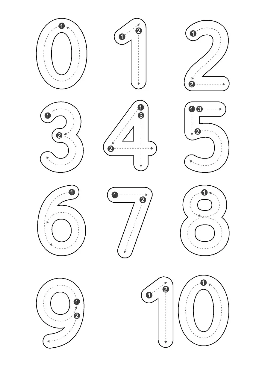 numbers 1 10 trace worksheet