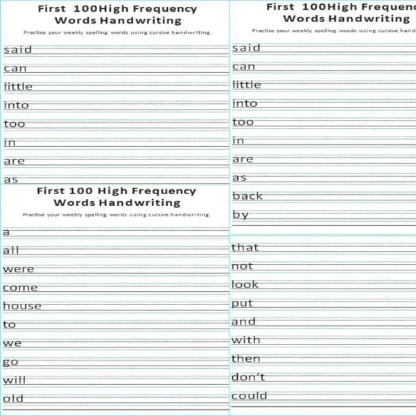 Master Cursive: First 100 High Frequency Words Workbook