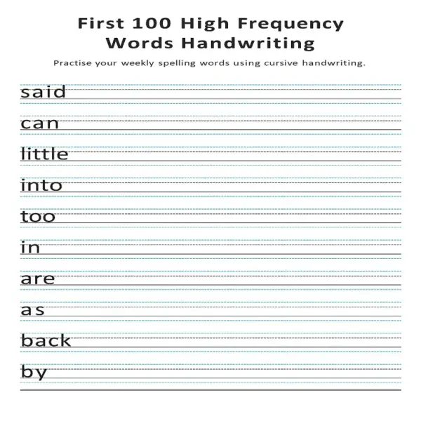 Master Cursive: First 100 High Frequency Words Workbook - Image 2