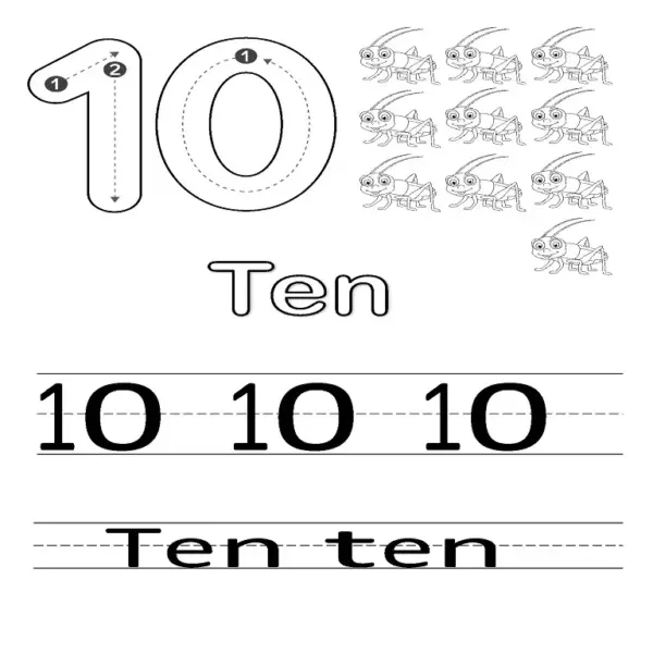 Count, Color & Trace Numbers 0-10 | All-in-One Printable Worksheets