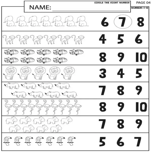 Count & Circle Fun | 10 Number Recognition Worksheets (1-10) - Image 2