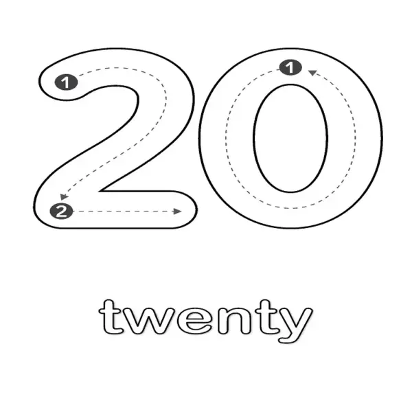 Number Tracing 10-20 Printable